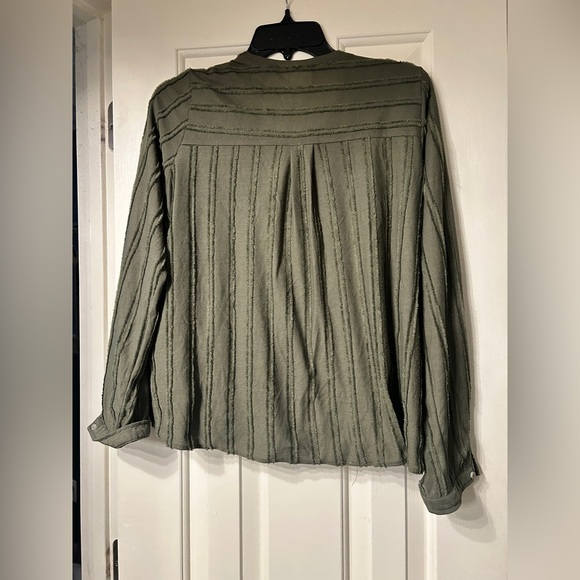 Mauve by Anthropologie Green Textured Wrap Audre Top with Button - Picture 8 of 8